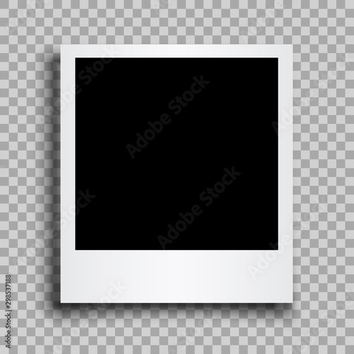 Empty black photo frame with shadows - stock vector