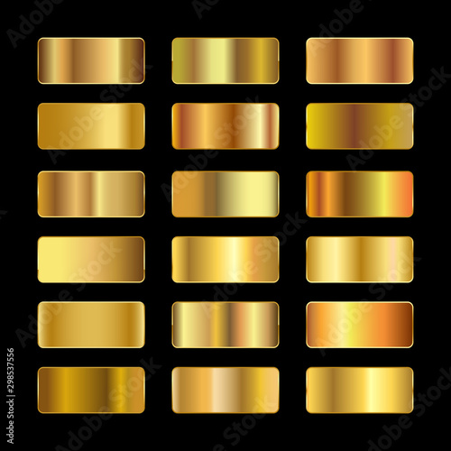 Ingots of gold, set of gold gradients, golden squares collection, textures group, gold background set – vector