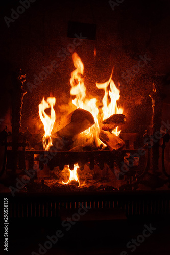 fire in the fireplace