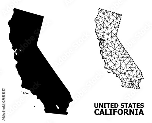 Solid and Wire Frame Map of California