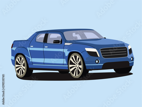 Pickup blue realistic vector illustration isolated © Ihor