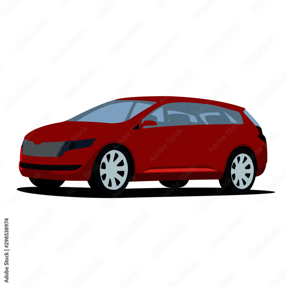 Minivan red realistic vector illustration isolated Minivan red realistic vector illustration isolated