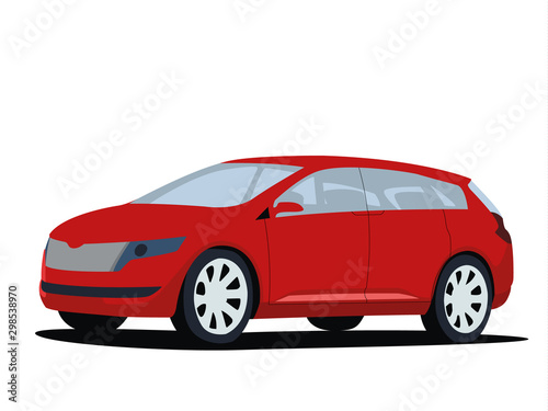 Minivan red realistic vector illustration isolated © Ihor