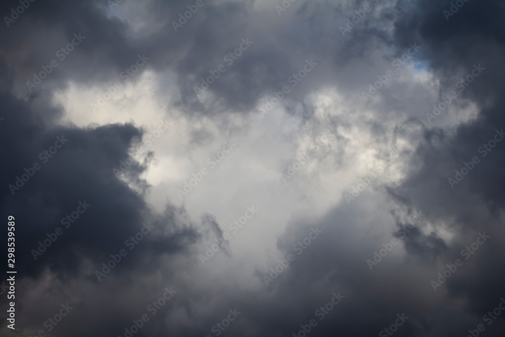 dark grey storm clouds on dramatic sky