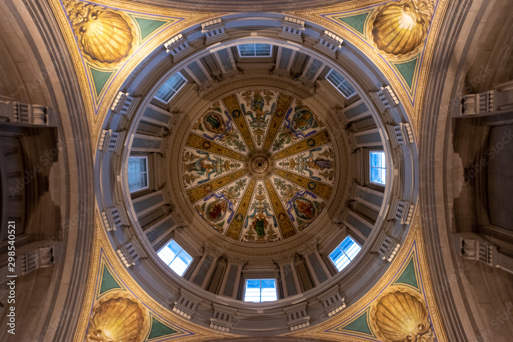 Looking up at an intricate painted dome