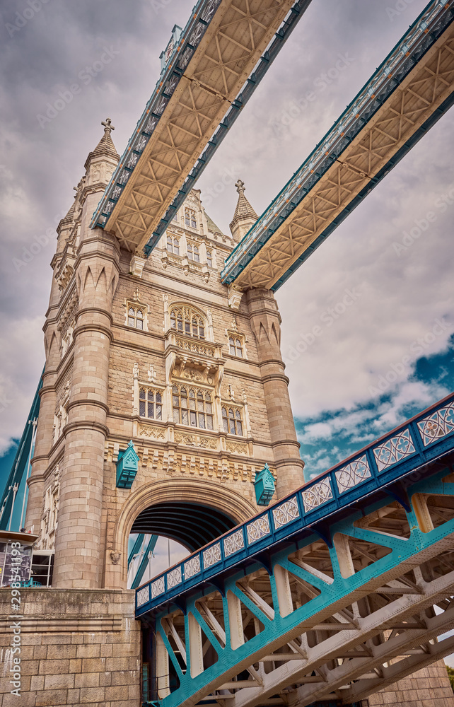 Tower Bridge in the city of London, United Kingdom. Bridge city symbol.