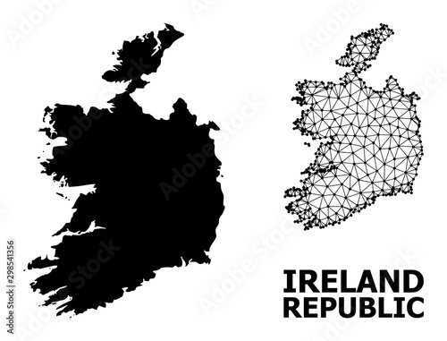 Solid and Wire Frame Map of Ireland Republic