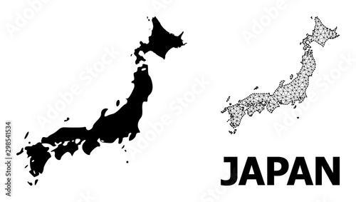 Solid and Wire Frame Map of Japan