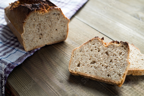 tasty bread baked at home, healthy homemade bread, bio ingredients