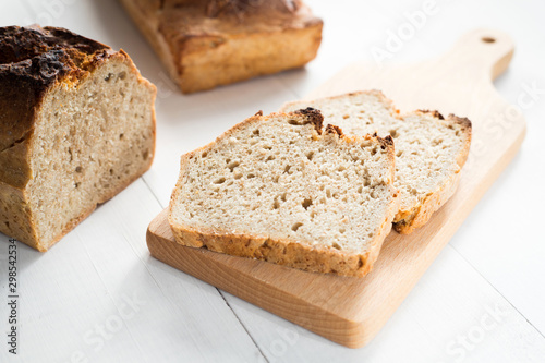 tasty bread baked at home, healthy homemade bread, bio ingredients