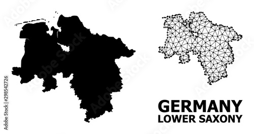 Solid and Wire Frame Map of Lower Saxony State
