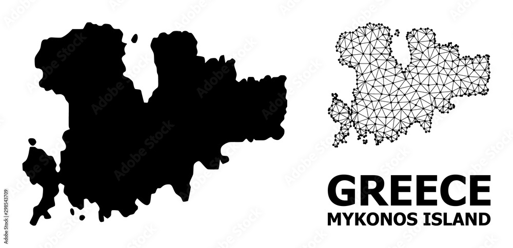Obraz premium Solid and Wire Frame Map of Mykonos Island