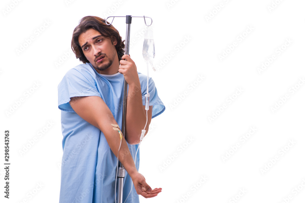 Young male patient in blood transfusion concept Young male patient in blood transfusion concept