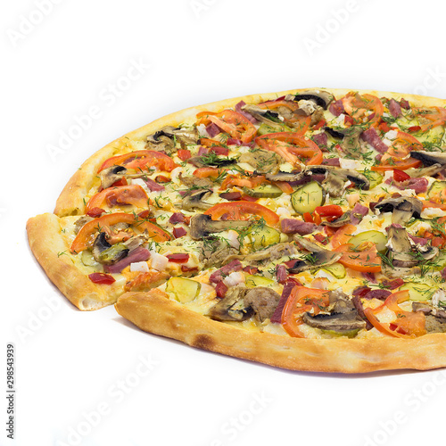 fresh pizza isolated on white background