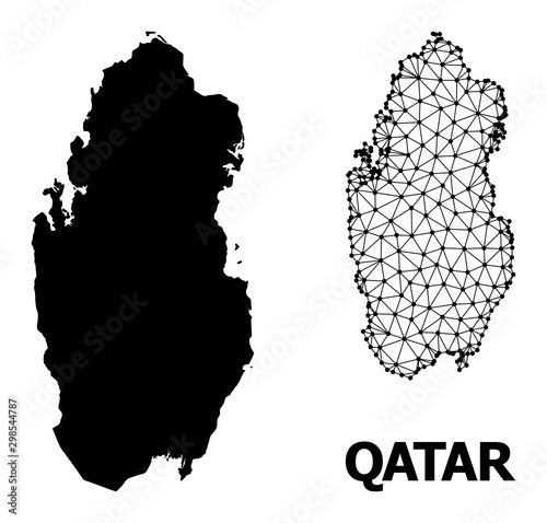 Solid and Wire Frame Map of Qatar