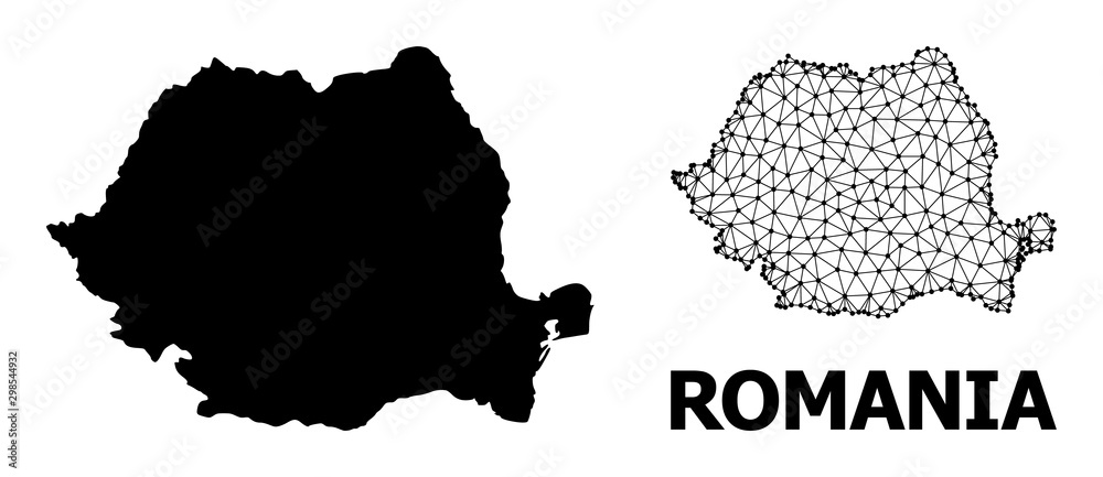 Solid and Mesh Map of Romania
