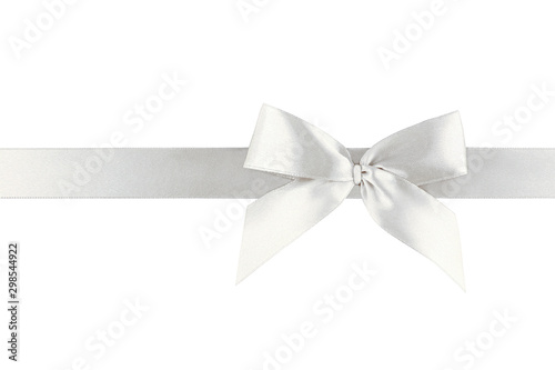 White ribbon bow isolated on white background