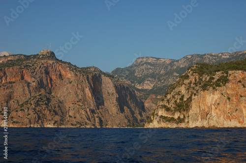 The crevice of the Butterfly valley  Kelebekler Vadisi  in Turkey seen from the Mediterranean Sea