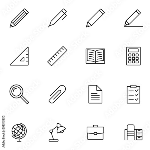 chancery office set line icons on white background