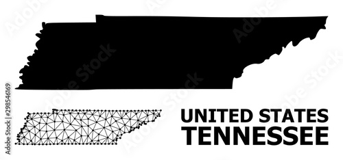 Solid and Wire Frame Map of Tennessee State