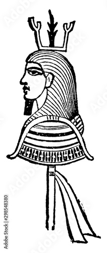 Head of Isis vintage illustration.