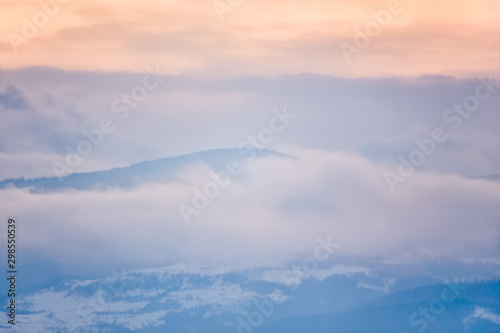 Ethereal landscape of apuseni mountains from Romnaia