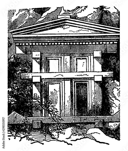 Lycian Tomb vintage illustration.