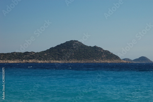 A distant island seen from the Kaputaş Beach, Turkey