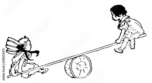 Seesaw vintage illustration.