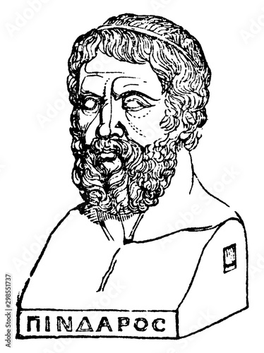 Bust of Pindar, vintage illustration