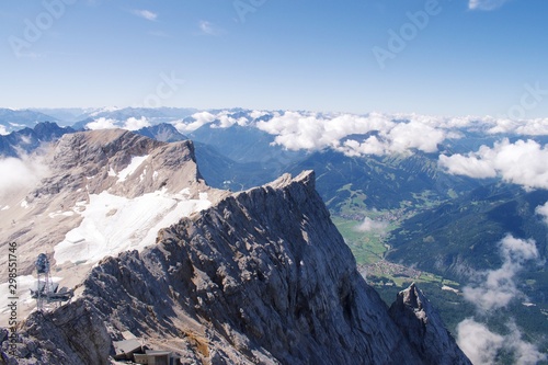 View of late summer snow on top of Zugspitze