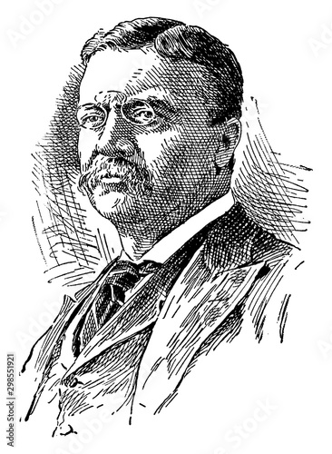 Theodore Roosevelt, vintage illustration photo