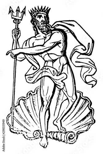 Neptune vintage illustration.