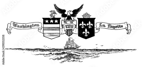 Washington Coat of Arms vintage illustration.