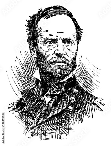 General William Tecumseh Sherman, vintage illustration