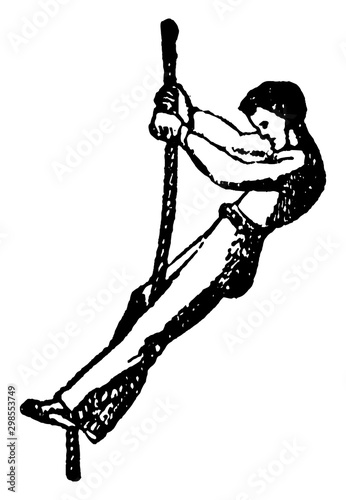 rope climbing vintage illustration.