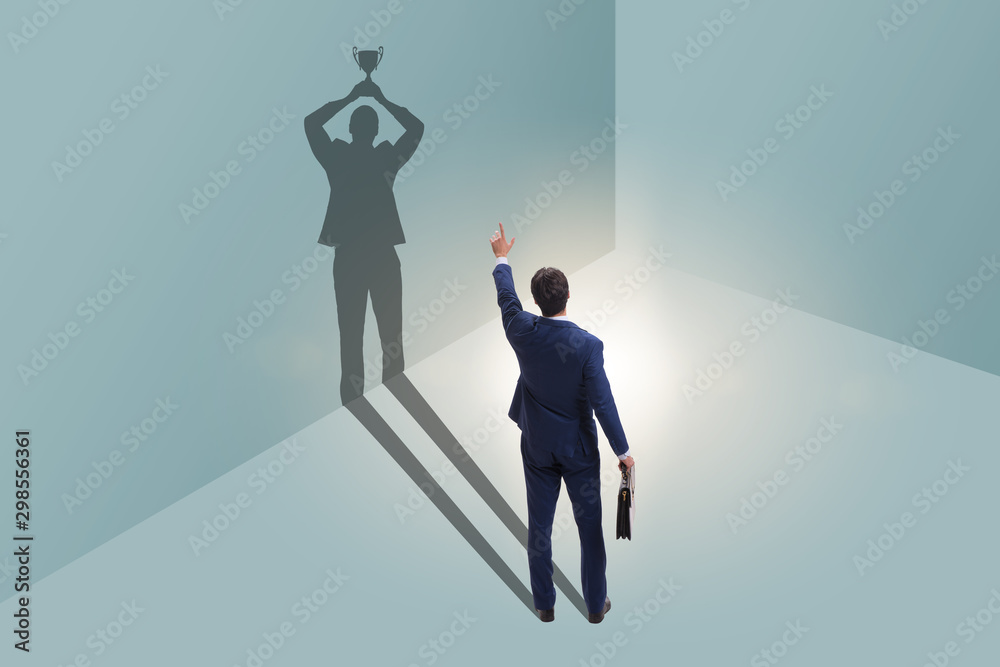 Fototapeta premium Businessman in great achievement concept