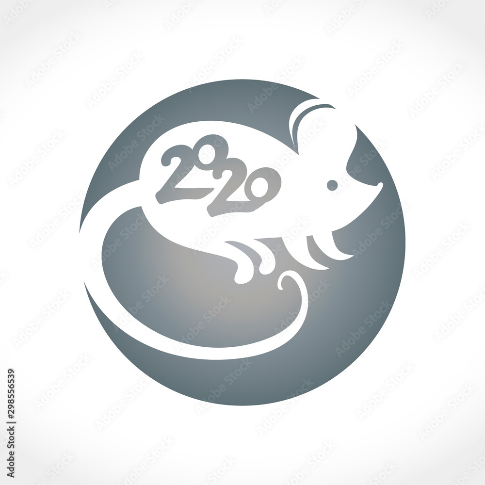 Round vector template white rat 2020. Year of the Rat on the Chinese Calendar. Silhouette vector. Round vector template white rat 2020. Year of the Rat on the Chinese Calendar. Silhouette vector.