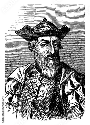 Vasco da Gama, vintage illustration photo