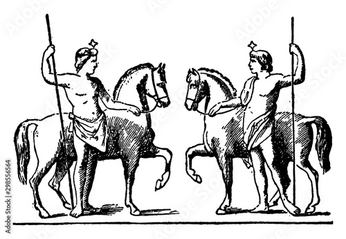 The Dioscuri vintage illustration.