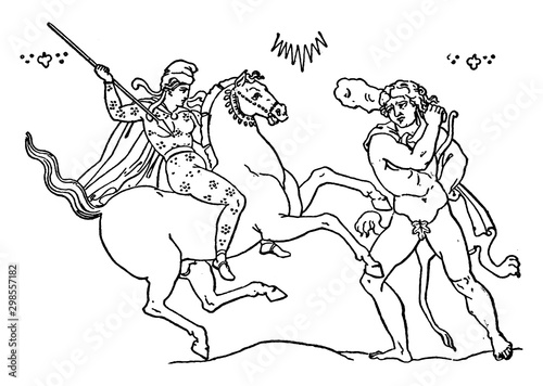 Hippolyta and the girdle vintage illustration.