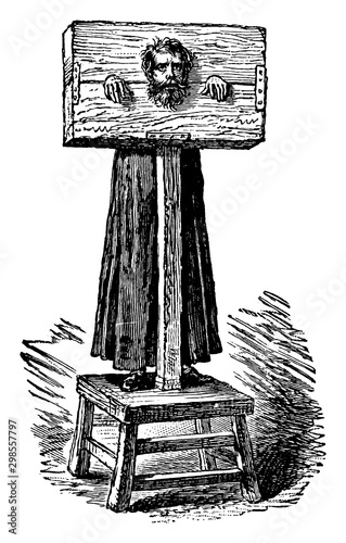 Pillory vintage illustration.