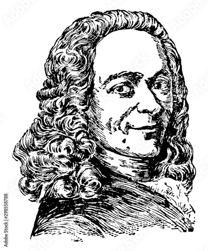 Voltaire (Francois Marie Abouet), vintage illustration photo