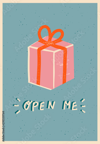 Christmas celebration card with present box