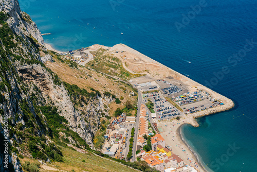 unusually beautiful top view of the bay and the ocean with boats