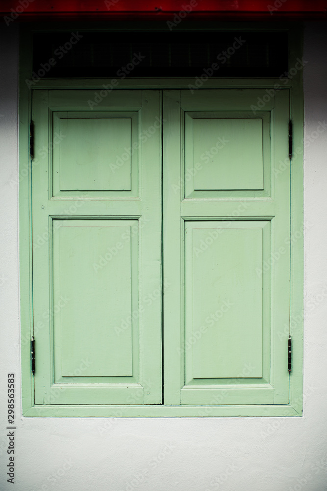 green double door