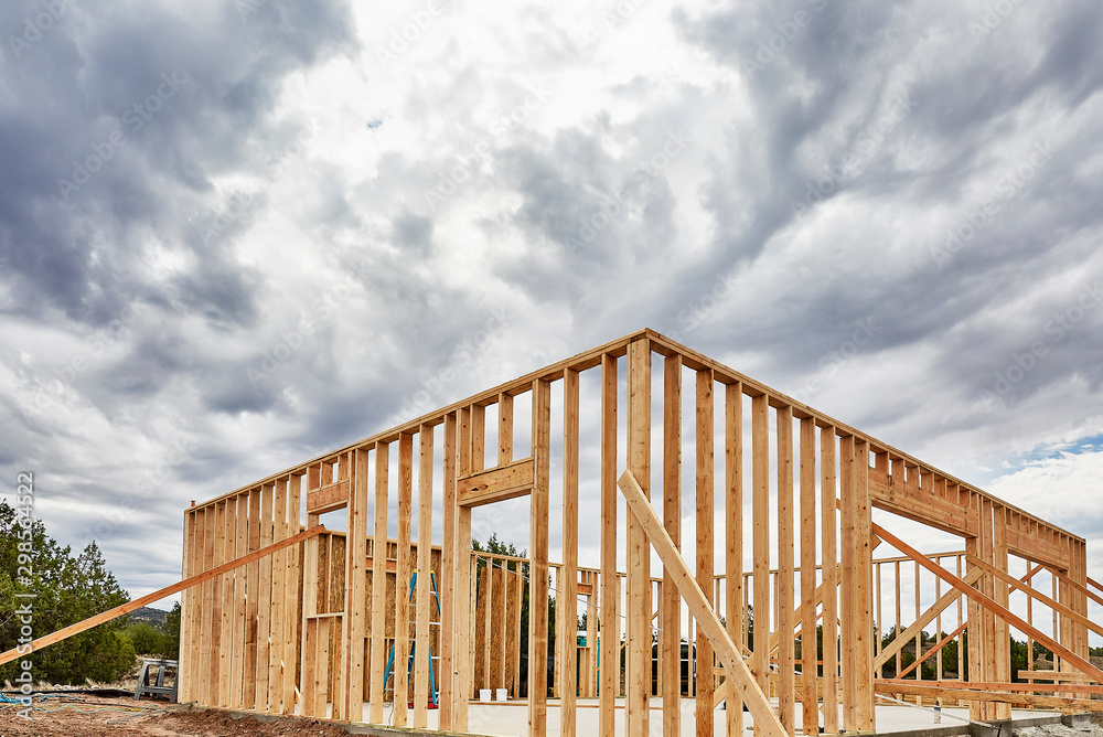 Construction Jobsite Frame Up Storm Clouds Construction Jobsite Frame Up Storm Clouds