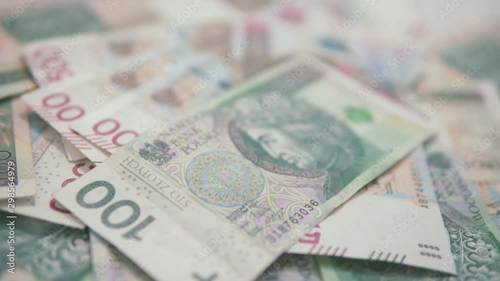 Truck: 100 polish zloty in the foreground, PLN background money Truck: 100 polish zloty in the foreground, PLN background money