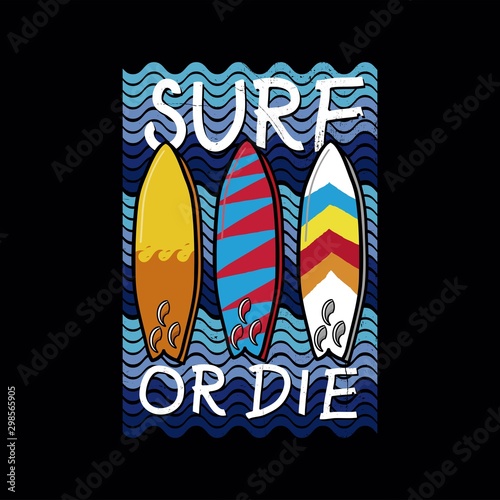 surf table set surf or die colorful vintage distressed poster clothes for beach textile