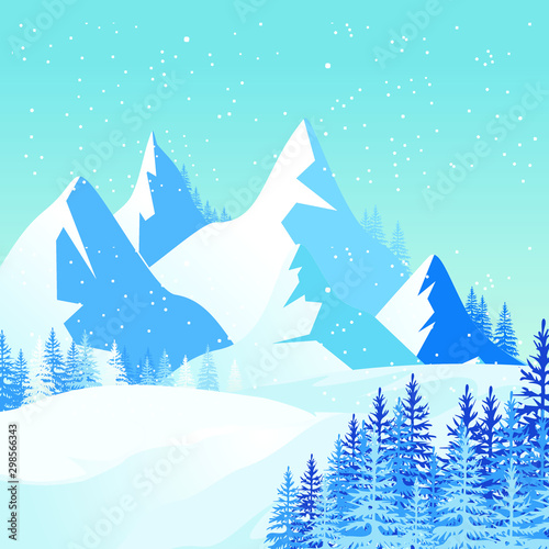 Winter Landscape Vector Illustration design, cute, lovely, adorable and scenery landscape design © Astira